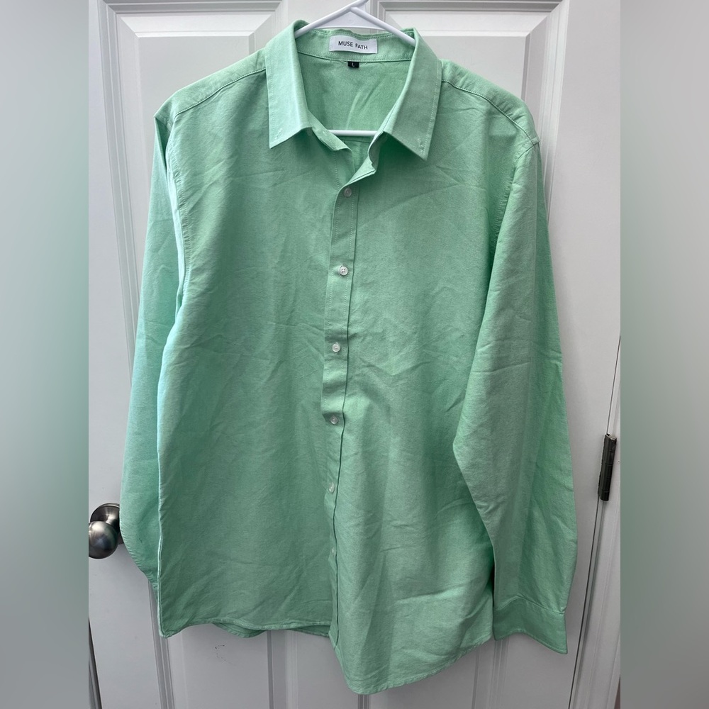 Large Men’s Muse Fath Green Long Sleeve Button Up Shirt